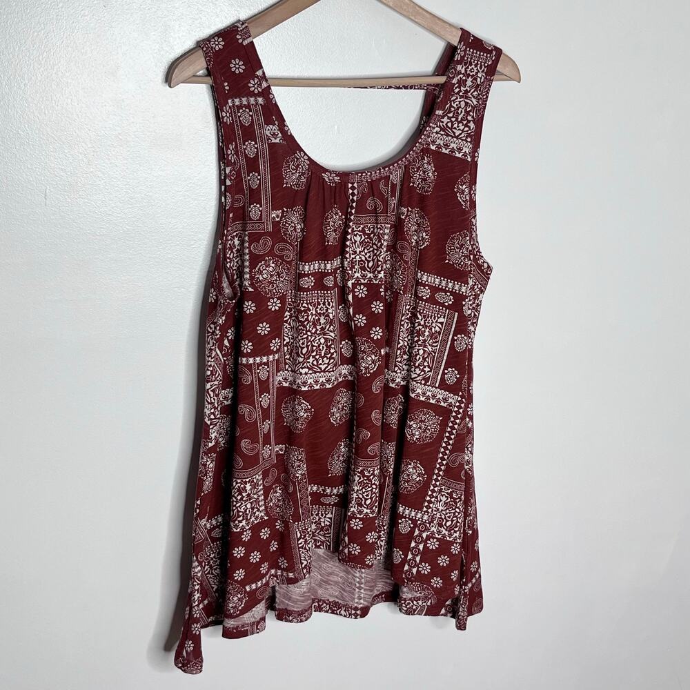 NWT Natural Life Boho Swing Tank XS/S Red Paisley Patchwork High Low Top - Picture 4 of 11